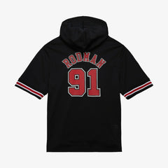 Dennis Rodman Chicago Bulls Mesh Name & Number Short Sleeve Hoodie Black - Mitchell & Ness