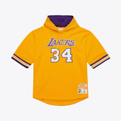 Shaquille O'Neal Los Angeles Lakers Mesh Name & Number Short Sleeve Hoodie Gold - Mitchell & Ness outlet