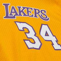 Shaquille O'Neal Los Angeles Lakers Mesh Name & Number Short Sleeve Hoodie Gold - Mitchell & Ness outlet
