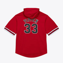 Scottie Pippen Chicago Bulls Mesh Name & Number Short Sleeve Hoodie Red - Mitchell & Ness