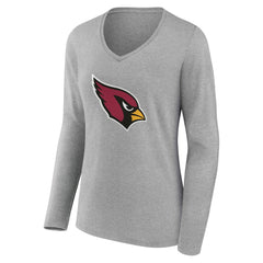Arizona Cardinals Women's Team Authentic Personalized Name & Number Long Sleeve V-Neck T-Shirt - Gray T-shirts