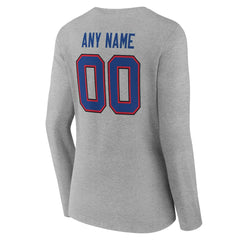 Buffalo Bills Women's Team Authentic Personalized Name & Number Long Sleeve V-Neck T-Shirt - Gray T-shirts