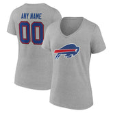 Buffalo Bills Women's Team Authentic Personalized Name & Number V-Neck T-Shirt - Gray T-shirts