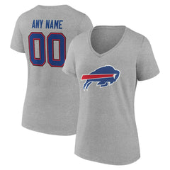 Buffalo Bills Women's Team Authentic Personalized Name & Number V-Neck T-Shirt - Gray T-shirts