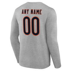 Chicago Bears Team Authentic Personalized Name & Number Long Sleeve T-Shirt - Gray T-shirts