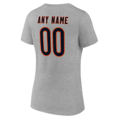 Chicago Bears Women's Team Authentic Personalized Name & Number V-Neck T-Shirt - Gray T-shirts