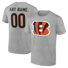 Cincinnati Bengals Team Authentic Personalized Name & Number T-Shirt - Gray T-shirts