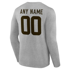 Cleveland Browns Team Authentic Personalized Name & Number Long Sleeve T-Shirt - Gray T-shirts