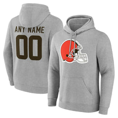 Cleveland Browns Team Authentic Personalized Name & Number Hoodie - Gray Hoodies