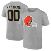 Cleveland Browns Team Authentic Personalized Name & Number T-Shirt - Gray T-shirts