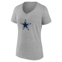 Dallas Cowboys Women's Team Authentic Personalized Name & Number V-Neck T-Shirt - Gray T-shirts