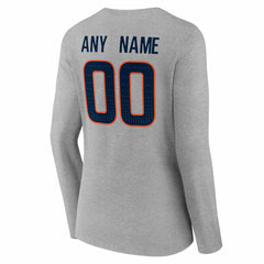 Denver Broncos Women's Team Authentic Personalized Name & Number Long Sleeve V-Neck T-Shirt - Gray T-shirts