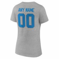 Detroit Lions Women's Team Authentic Personalized Name & Number V-Neck T-Shirt - Gray T-shirts