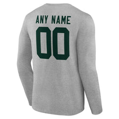 Green Bay Packers Team Authentic Personalized Name & Number Long Sleeve T-Shirt - Gray T-shirts