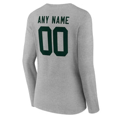 Green Bay Packers Women's Team Authentic Personalized Name & Number Long Sleeve V-Neck T-Shirt - Gray T-shirts