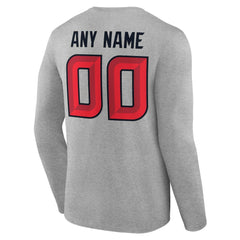 Houston Texans Team Authentic Personalized Name & Number Long Sleeve T-Shirt - Gray T-shirts