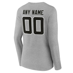 Jacksonville Jaguars Women's Team Authentic Personalized Name & Number Long Sleeve V-Neck T-Shirt - Gray T-shirts