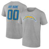 Los Angeles Chargers Team Authentic Personalized Name & Number T-Shirt - Gray T-shirts
