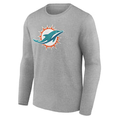 Miami Dolphins Team Authentic Personalized Name & Number Long Sleeve T-Shirt - Gray T-shirts