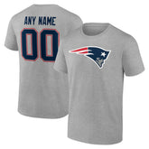 New England Patriots Team Authentic Personalized Name & Number T-Shirt - Gray T-shirts