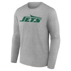 New York Jets Team Authentic Personalized Name & Number Long Sleeve T-Shirt - Gray T-shirts