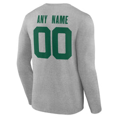 New York Jets Team Authentic Personalized Name & Number Long Sleeve T-Shirt - Gray T-shirts