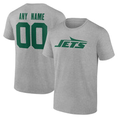 New York Jets Team Authentic Personalized Name & Number T-Shirt - Gray T-shirts