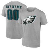 Philadelphia Eagles Team Authentic Personalized Name & Number T-Shirt - Gray T-shirts
