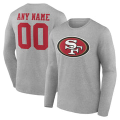 San Francisco 49ers Team Authentic Personalized Name & Number Long Sleeve T-Shirt - Gray T-shirts