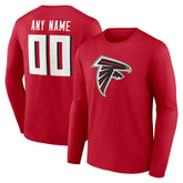 Atlanta Falcons Team Authentic Personalized Name & Number Long Sleeve T-Shirt - Red T-shirts