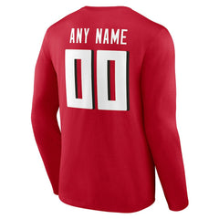 Atlanta Falcons Team Authentic Personalized Name & Number Long Sleeve T-Shirt - Red T-shirts