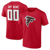 Atlanta Falcons Team Authentic Personalized Name & Number T-Shirt - Red T-shirts