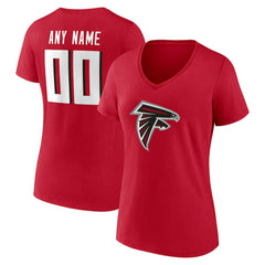 Atlanta Falcons Women's Team Authentic Personalized Name & Number V-Neck T-Shirt - Red T-shirts