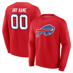 Buffalo Bills Team Authentic Personalized Name & Number Sweatshirt - Red Sweatshirts