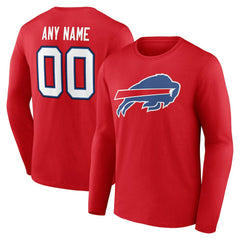 Buffalo Bills Team Authentic Personalized Name & Number Long Sleeve T-Shirt - Red T-shirts
