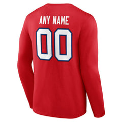 Buffalo Bills Team Authentic Personalized Name & Number Long Sleeve T-Shirt - Red T-shirts
