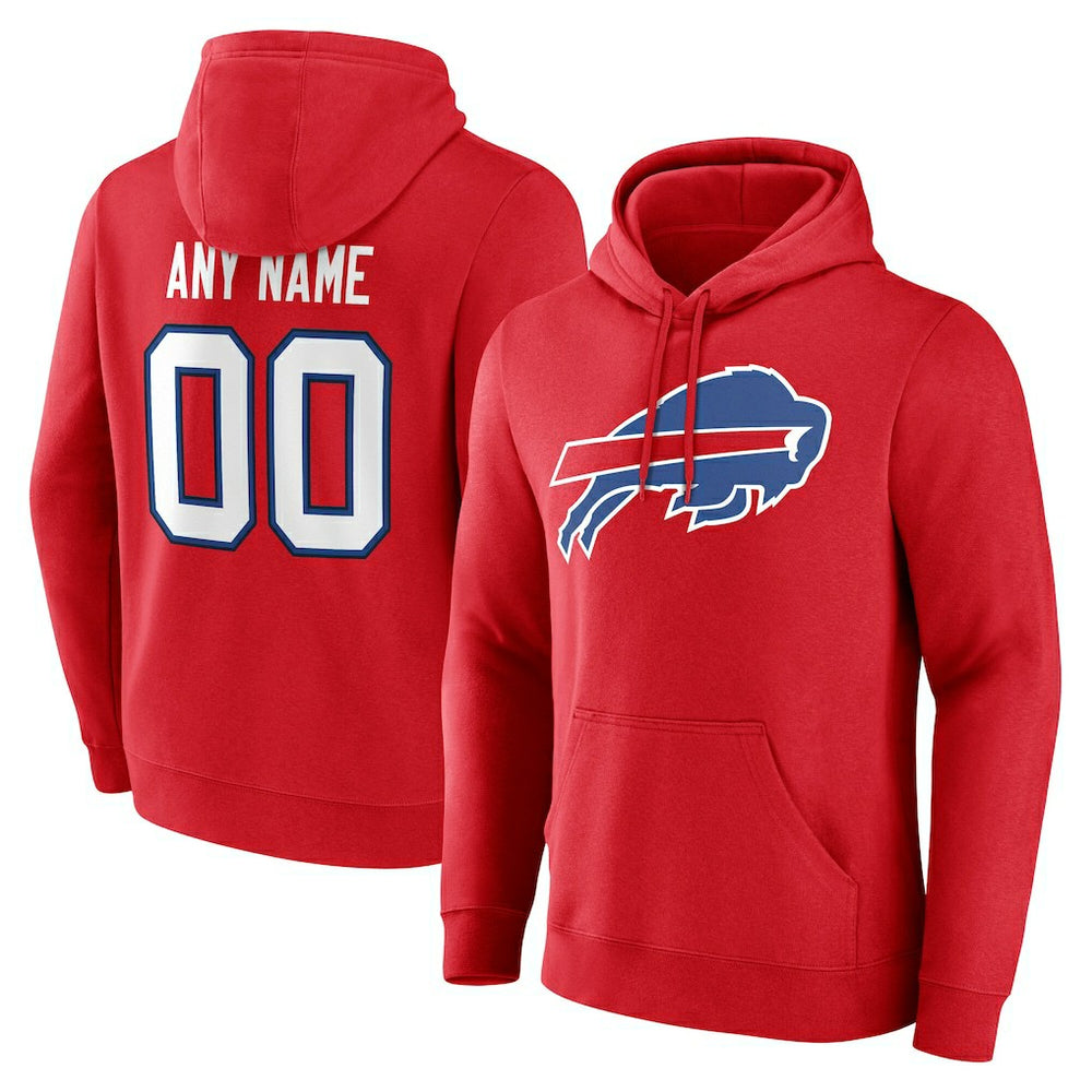 Buffalo Bills Team Authentic Personalized Name & Number Hoodie - Red Hoodies