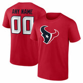Houston Texans Team Authentic Personalized Name & Number T-Shirt - Red T-shirts