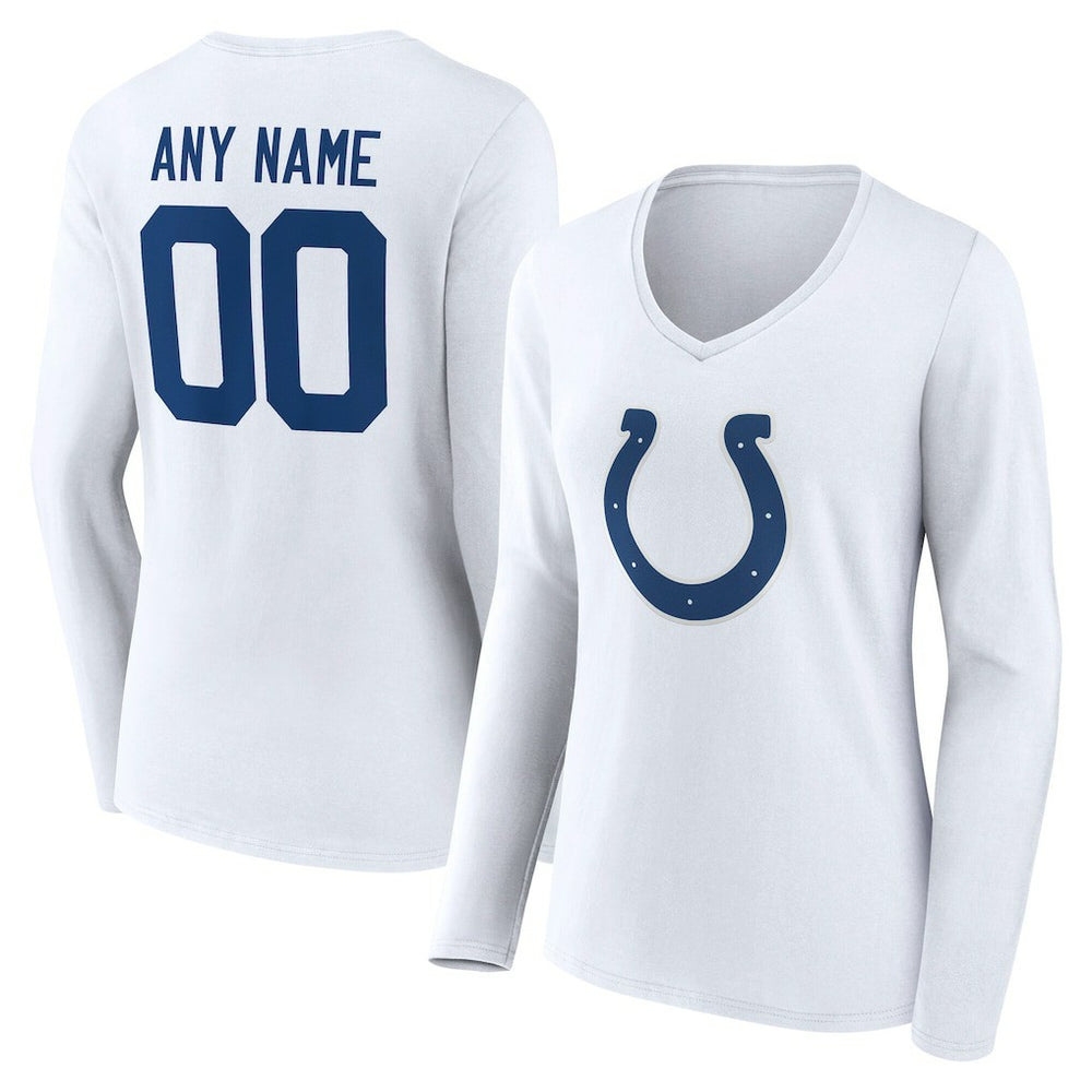 Indianapolis Colts Women's Team Authentic Personalized Name & Number Long Sleeve V-Neck T-Shirt - White T-shirts