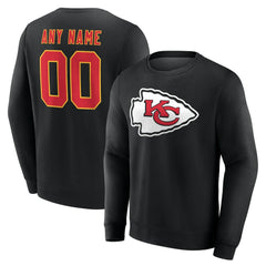 Kansas City Chiefs Team Authentic Personalized Name & Number Sweatshirt - Black Sweatshirts