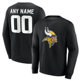 Minnesota Vikings Team Authentic Personalized Name & Number Sweatshirt - Black Sweatshirts