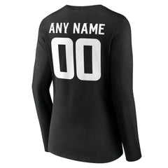 Minnesota Vikings Women's Team Authentic Personalized Name & Number Long Sleeve V-Neck T-Shirt - Black T-shirts
