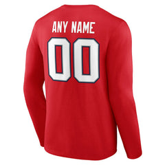 New England Patriots Team Authentic Personalized Name & Number Long Sleeve T-Shirt - Red T-shirts