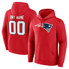 New England Patriots Team Authentic Personalized Name & Number Hoodie - Red Hoodies