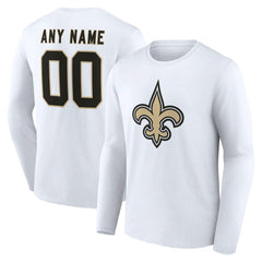New Orleans Saints Team Authentic Personalized Name & Number Long Sleeve T-Shirt - White T-shirts