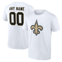 New Orleans Saints Team Authentic Personalized Name & Number T-Shirt - White T-shirts