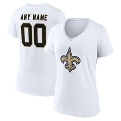 New Orleans Saints Women's Team Authentic Personalized Name & Number V-Neck T-Shirt - White T-shirts