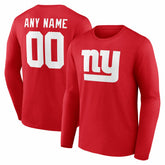 New York Giants Team Authentic Personalized Name & Number Long Sleeve T-Shirt - Red T-shirts
