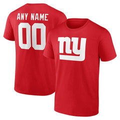 New York Giants Team Authentic Personalized Name & Number T-Shirt - Red T-shirts