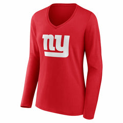New York Giants Women's Team Authentic Personalized Name & Number Long Sleeve V-Neck T-Shirt - Red T-shirts